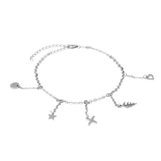 Chaine de cheville acier � pendentifs fantaisie