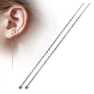 Chaines d'oreilles en acier � barre et boule suspendues (paire)
