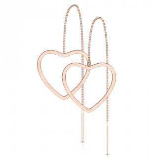 Chaines d'oreilles en acier cuivr� � coeur ajour�