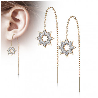 Chaines d'oreilles en acier Cuivr� � flocons de neige de cristaux