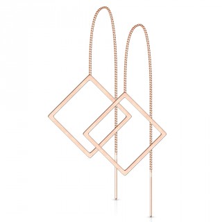 Chaines d'oreilles en acier cuivr� � losange ajour�