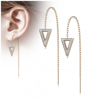 Chaines d'oreilles en acier Cuivr� � triangles de cristaux