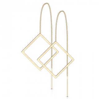 Chaines d'oreilles en acier dor� � losange ajour�