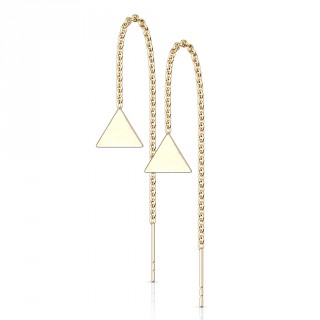 Chaines d'oreilles en acier dor� � petit triangle suspendu
