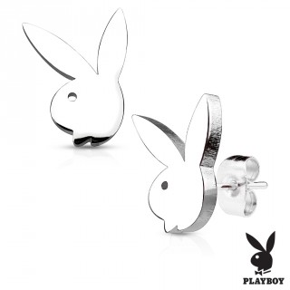 Clous d'oreille � lapin Playboy argent�s (paire)