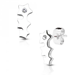 Clous d'oreille acier trois �toiles enfil�es (paire)