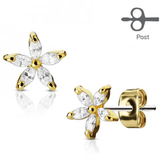 Clous d'oreille dor�s fleurs de Vanille (paire)