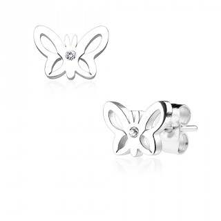 Clous d'oreille papillon ajour� acier (paire)