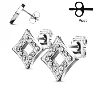 Clous d'oreilles � lozanges strass