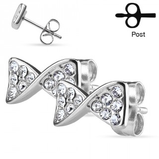 Clous d'oreilles � noeuds papillons strass