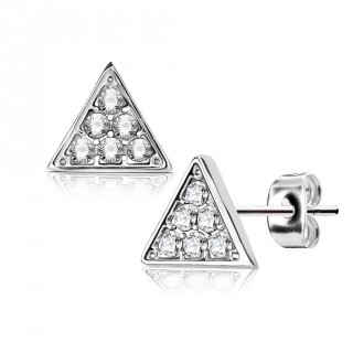 Clous d'oreilles � triangle pav� de strass (Paire)