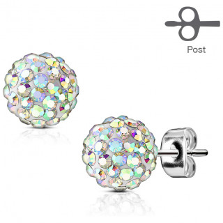 Clous d'oreilles shamballa strass aurore bor�ale