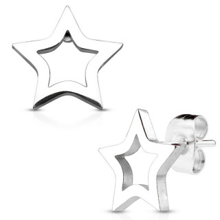 Clous d'oreille acier �toiles ajour�es (paire)