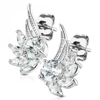 Clous d'oreille ailes d'anges � pierres claires (la paire)