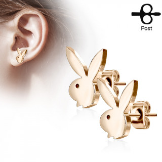 Clous d'oreille � lapin Playboy cuivr�s (paire)