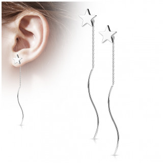 Clous d'oreilles Argent�s en acier � �toile et barre ondul�e