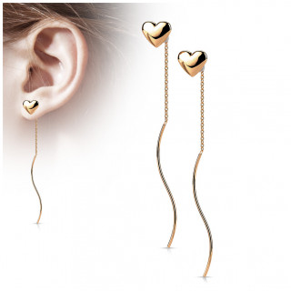 Clous d'oreilles Cuivr�s en acier � coeur et barre ondul�e