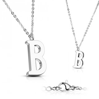 Collier � lettre alphabet B en acier