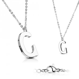 Collier � lettre alphabet C en acier