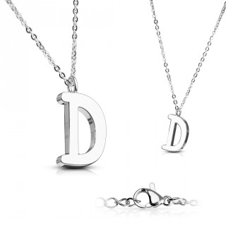 Collier � lettre alphabet D en acier