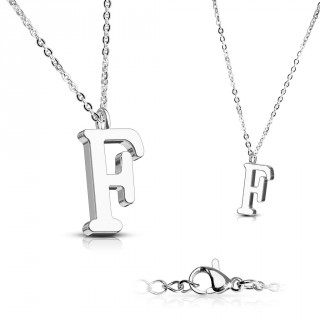 Collier � lettre alphabet F en acier