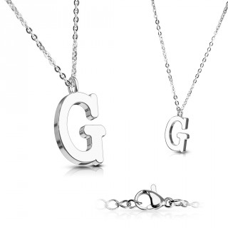 Collier � lettre alphabet G en acier
