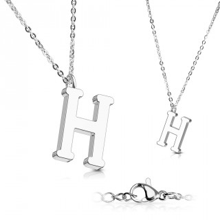 Collier � lettre alphabet H en acier