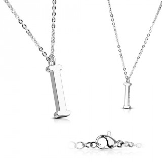 Collier � lettre alphabet I en acier