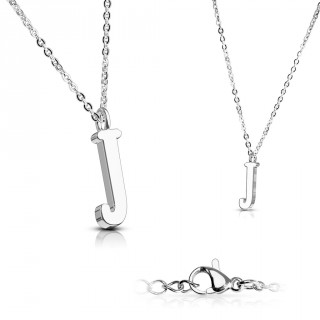 Collier � lettre alphabet J en acier