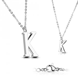 Collier � lettre alphabet K en acier