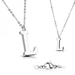 Collier � lettre alphabet L en acier