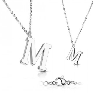 Collier � lettre alphabet M en acier