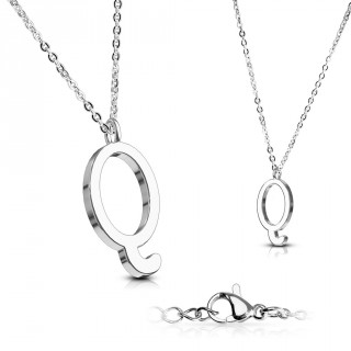 Collier � lettre alphabet Q en acier