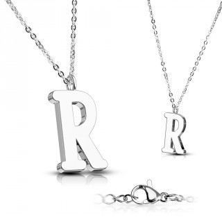 Collier � lettre alphabet R en acier