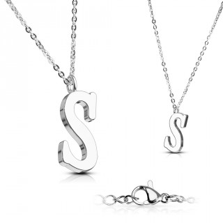 Collier � lettre alphabet S en acier