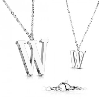 Collier � lettre alphabet W en acier
