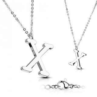 Collier � lettre alphabet X en acier
