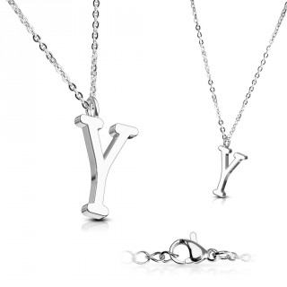 Collier � lettre alphabet Y en acier