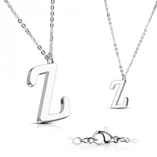Collier � lettre alphabet Z en acier