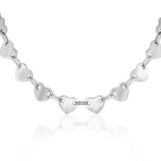 Collier acier � mailles coeurs