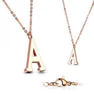 Collier Alphabet en acier cuivr� - lettre A