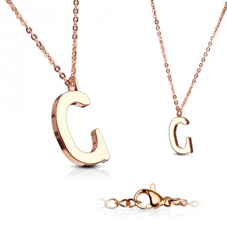 Collier Alphabet en acier cuivr� - lettre C