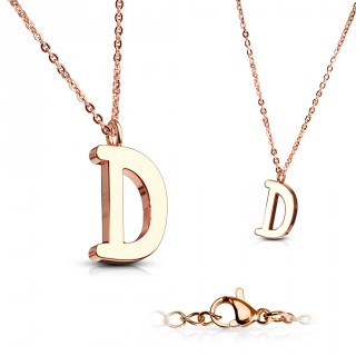 Collier Alphabet en acier cuivr� - lettre D