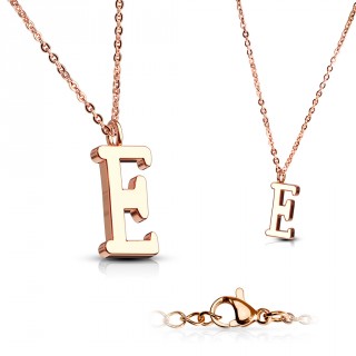Collier Alphabet en acier cuivr� - lettre E