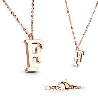 Collier Alphabet en acier cuivr� - lettre F