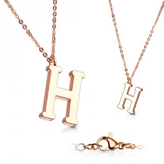 Collier Alphabet en acier cuivr� - lettre H