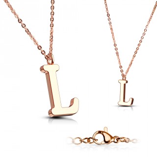 Collier Alphabet en acier cuivr� - lettre L