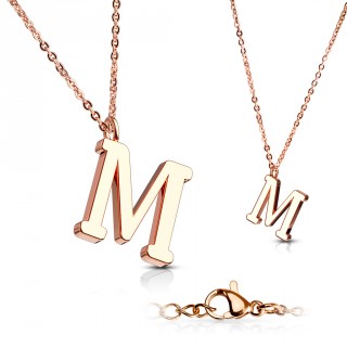 Collier Alphabet en acier cuivr� - lettre M