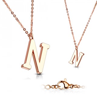 Collier Alphabet en acier cuivr� - lettre N