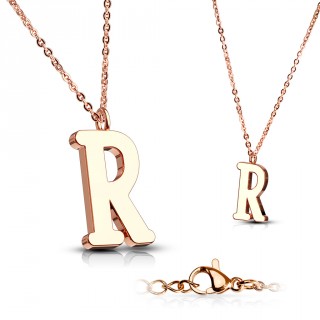 Collier Alphabet en acier cuivr� - lettre R